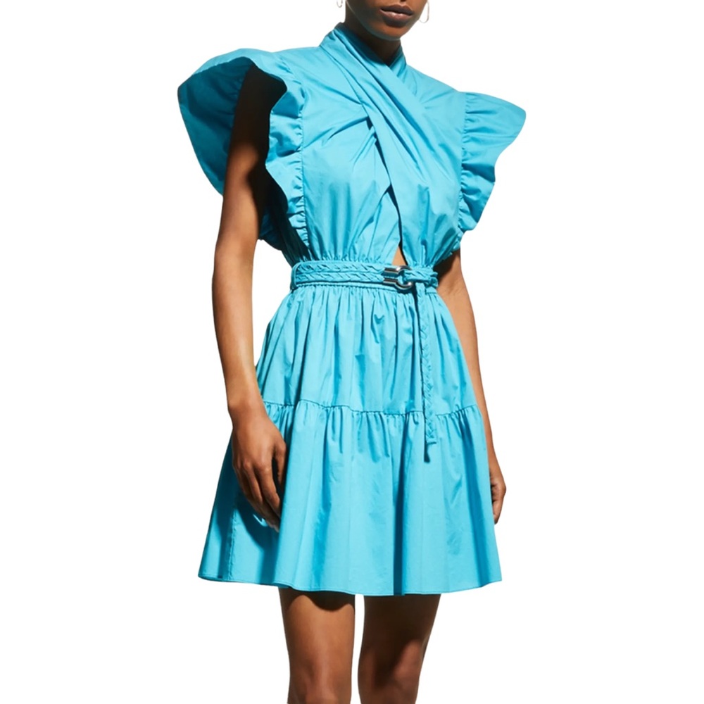 🩵 Derek Lam Finn Ruffle Wrap Mini Dress